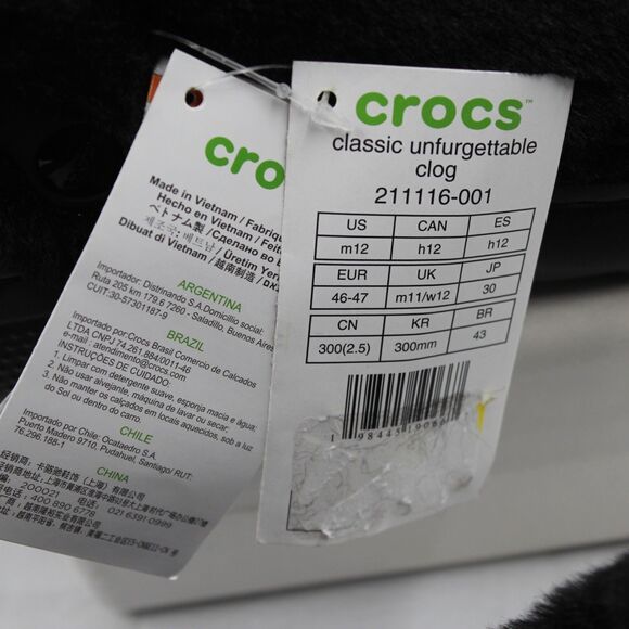 NEW Crocs Classic Unfurgettable Clog Black Men\'s Size 12 / Women\'s 14 - NWT